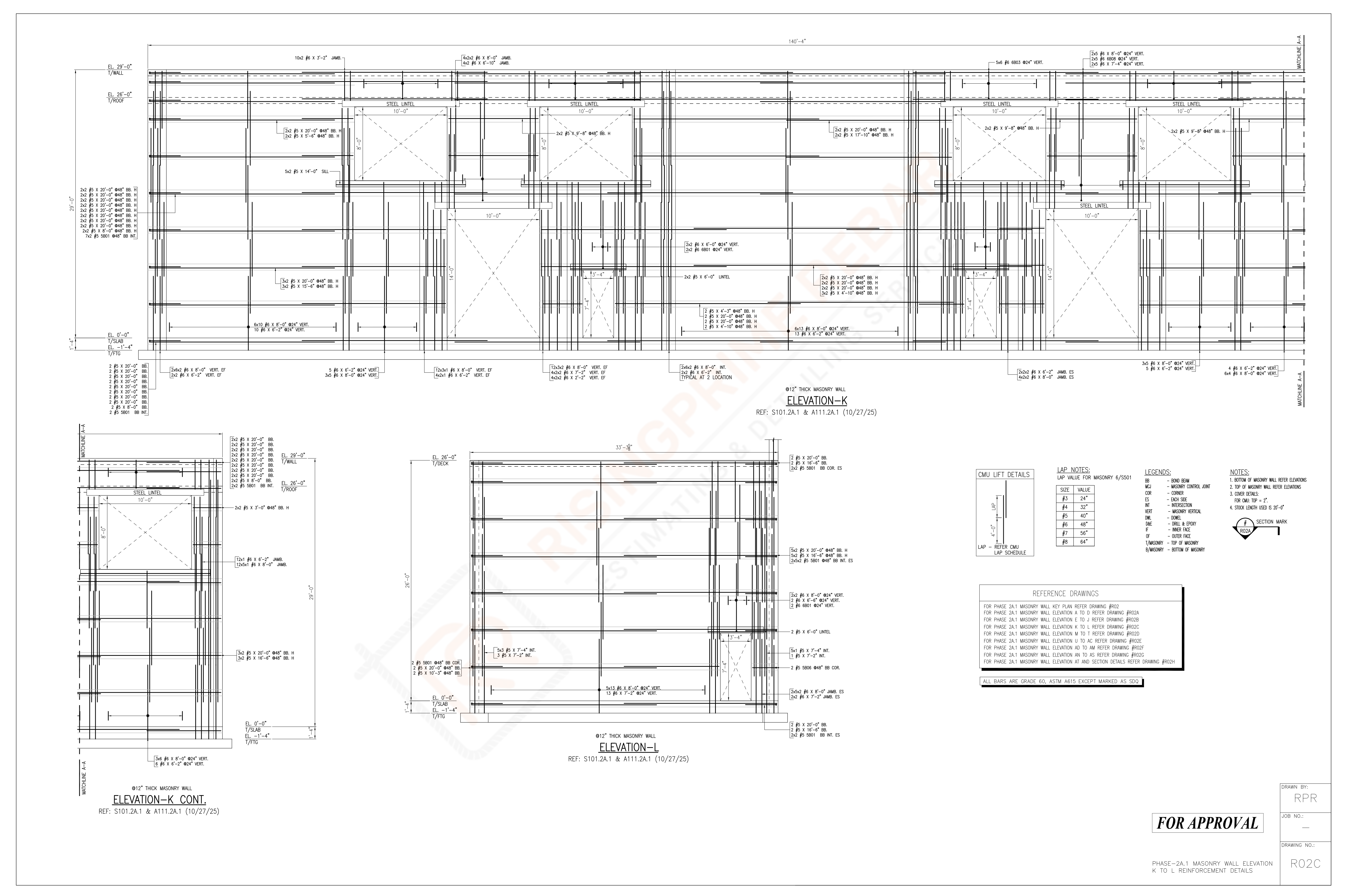 Foundation and Mat Rebar Placing Plan